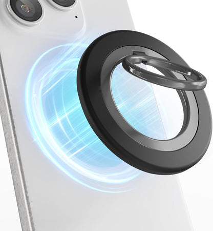 Doppelseitiger Handy Ring Halterung Kompatibel mit Mag-Safe, Handy Halterung Hand für Magnetischer 360° Drehung Fingerhalterung Griff und Ständer Kompatibel mit iPhone 15-12 Serie Schwarz