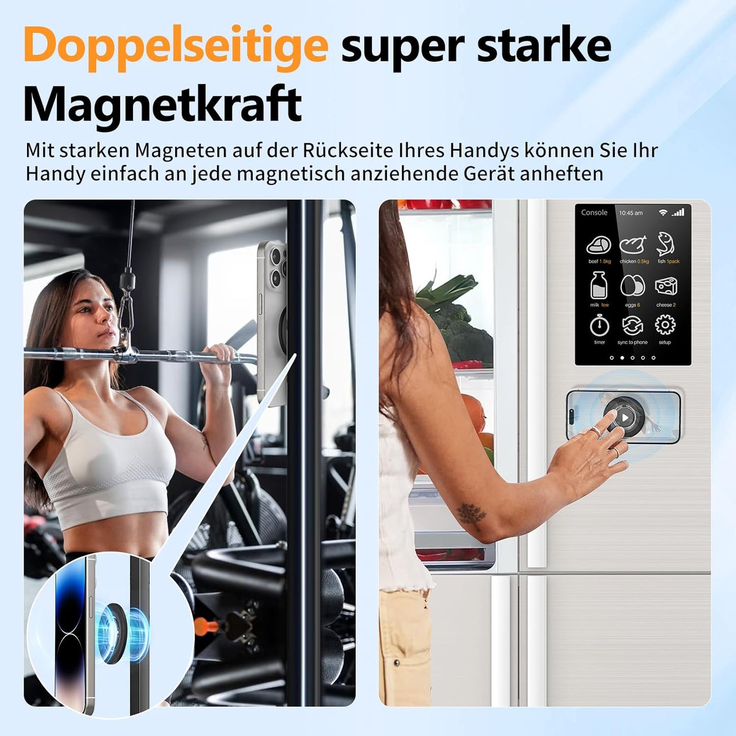 Doppelseitiger Handy Ring Halterung Kompatibel mit Mag-Safe, Handy Halterung Hand für Magnetischer 360° Drehung Fingerhalterung Griff und Ständer Kompatibel mit iPhone 15-12 Serie Schwarz