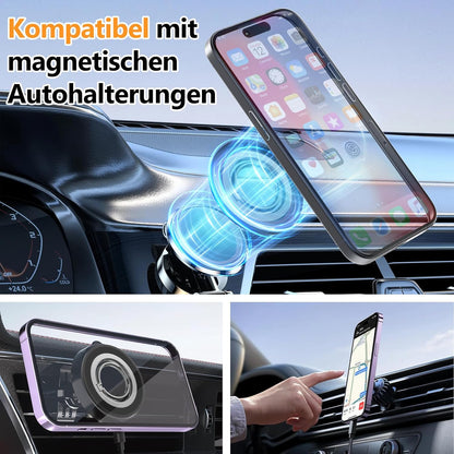 Doppelseitiger Handy Ring Halterung Kompatibel mit Mag-Safe, Handy Halterung Hand für Magnetischer 360° Drehung Fingerhalterung Griff und Ständer Kompatibel mit iPhone 15-12 Serie Schwarz